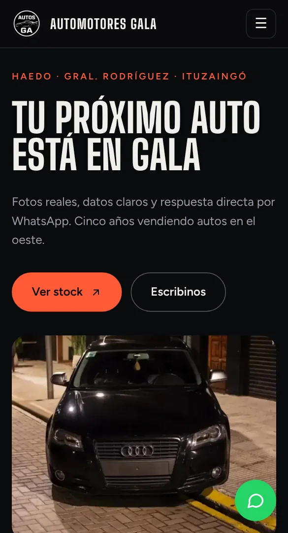 Captura de la web de Automotores Gala