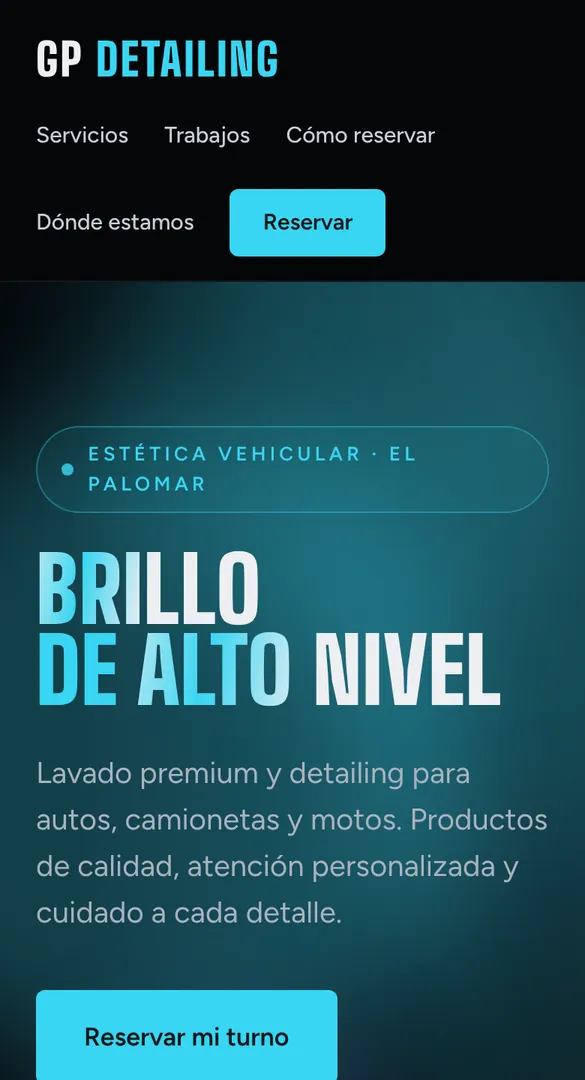 Captura de la web de GP Detailing