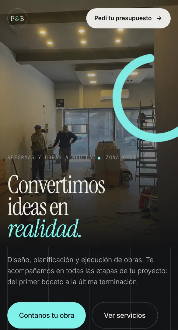 Captura de la web de P&B Construcciones
